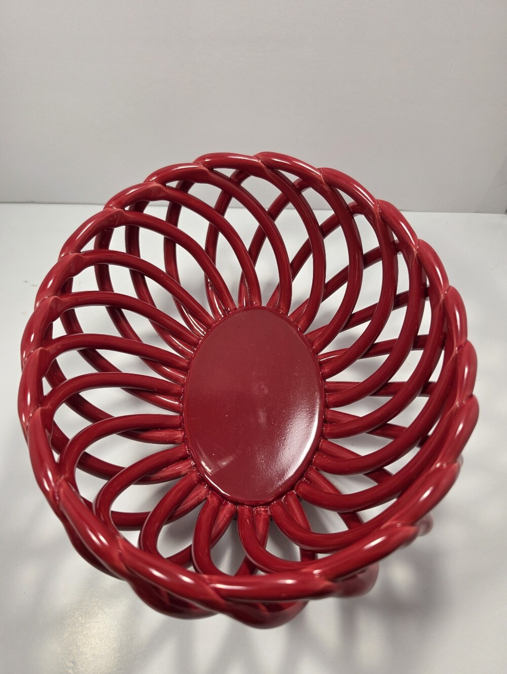 Petite MAISON Red Oval Breaded Woven Ceramic Bowl - Home Accents